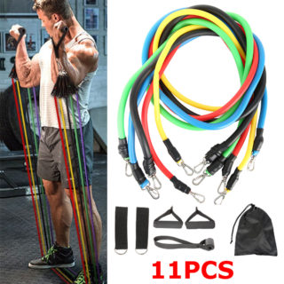 11pcs/set Fitness Resistance Bands Sport Pull Rope Yoga Band Home Gym Exercise Tools