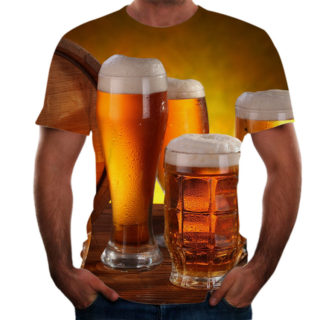 Beer 3D Digital Print Flower Men Short-Sleeved T-Shirt
